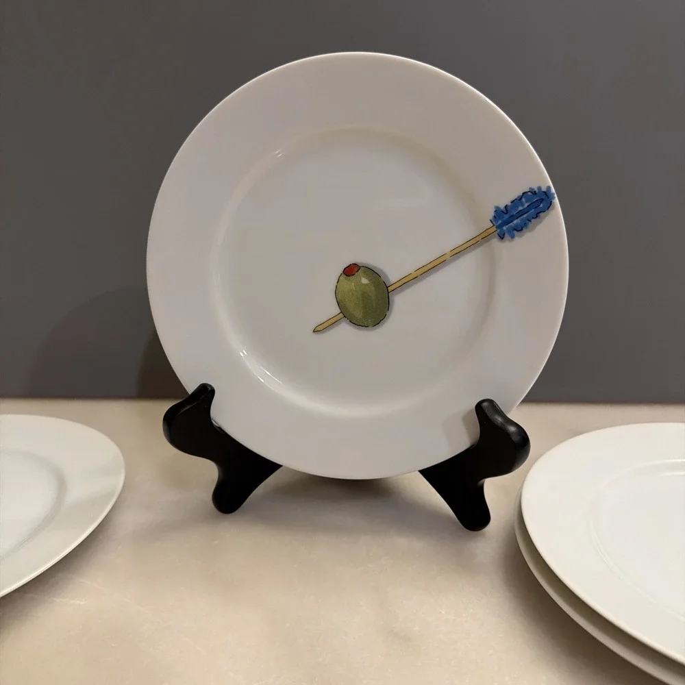 Set Of 5 Crate & Barrel Nancy Green Tidbits 6 .5" Tapas Bread Appetizer Plates - Picture 3 of 7
